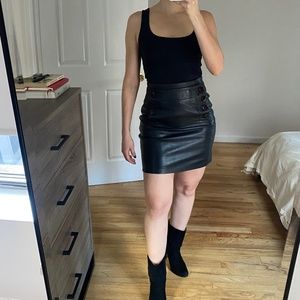 Sandro Genuine Leather Skirt